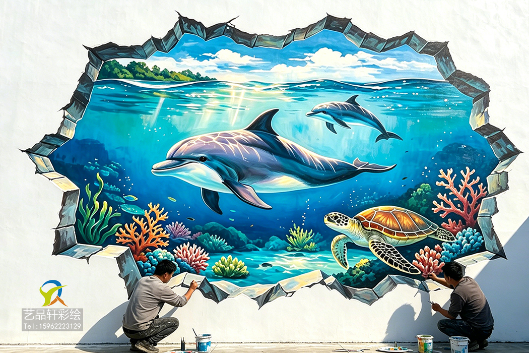 苏州网红 3D 海底墙绘